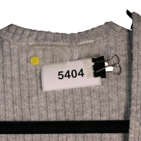 Zella Knit Sweater Womens Small Gray Faux Wrap Criss Cross Front Ribbed - Picture 4 of 5
